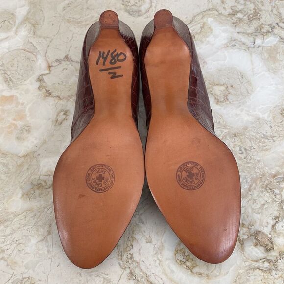 1950’s Vintage Red Cross Shoes Croc Embossed Leather - Picture 12 of 16